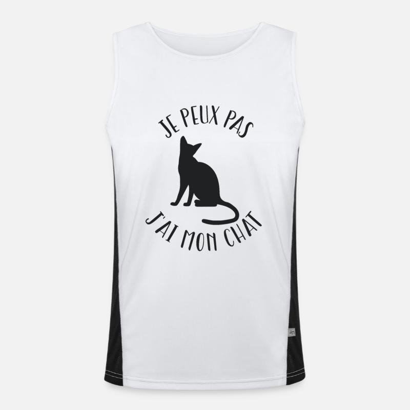 Je peux pas j'ai mon chat Débardeur respirant contrasté Homme 