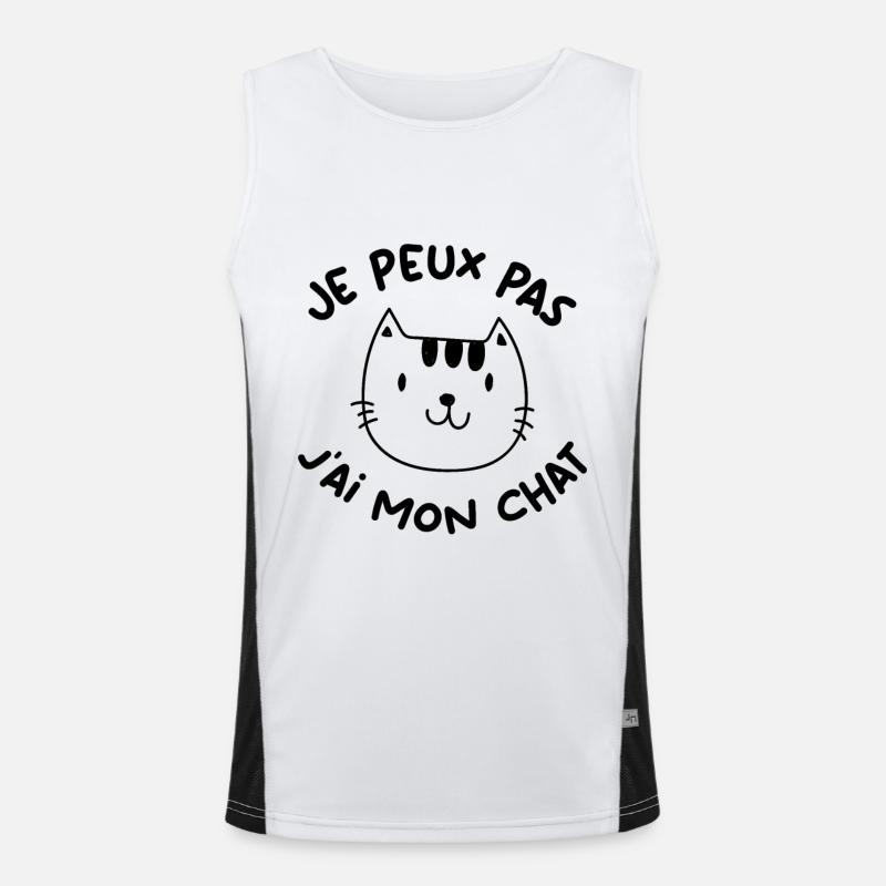 Je peux pas j'ai mon chat Débardeur respirant contrasté Homme 