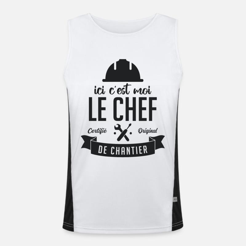 Ici c'est moi le Chef de Chantier Débardeur respirant contrasté Homme 