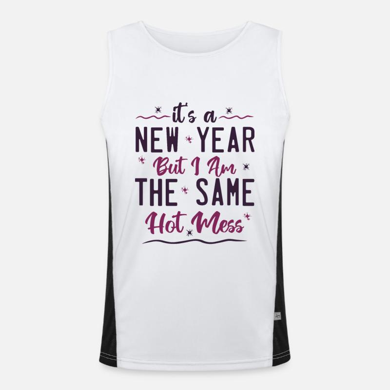 it's a new year but i am the same hot mess Débardeur respirant contrasté Homme 