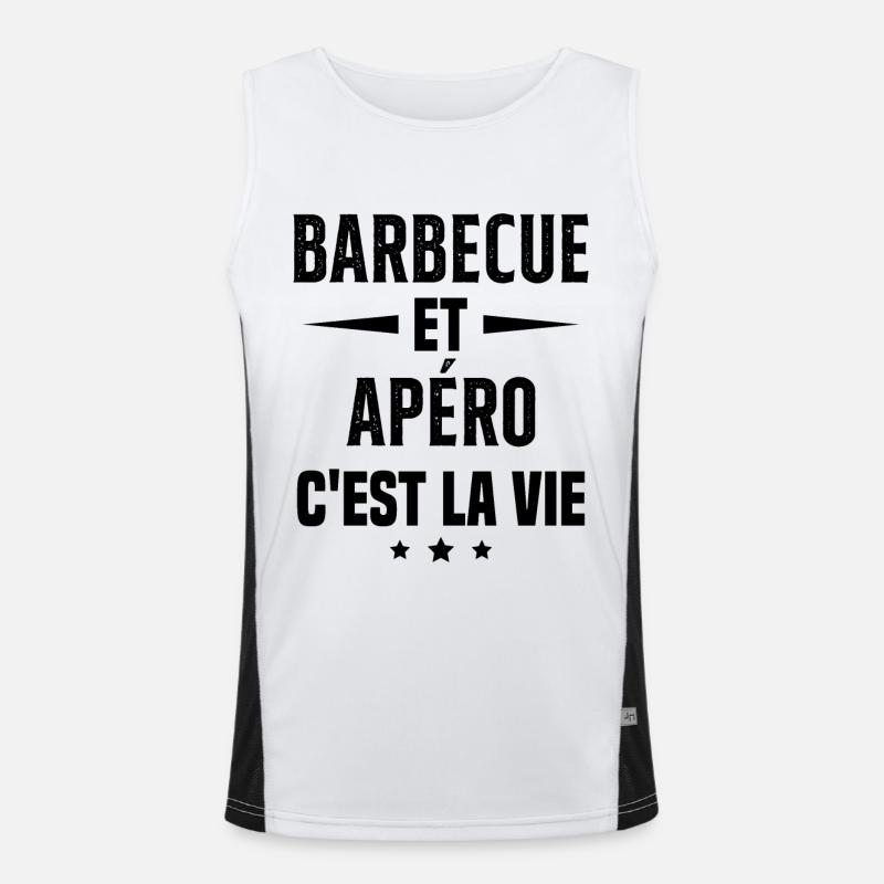 Barbecue et apéro c'est la vie vacances d'été Débardeur respirant contrasté Homme 