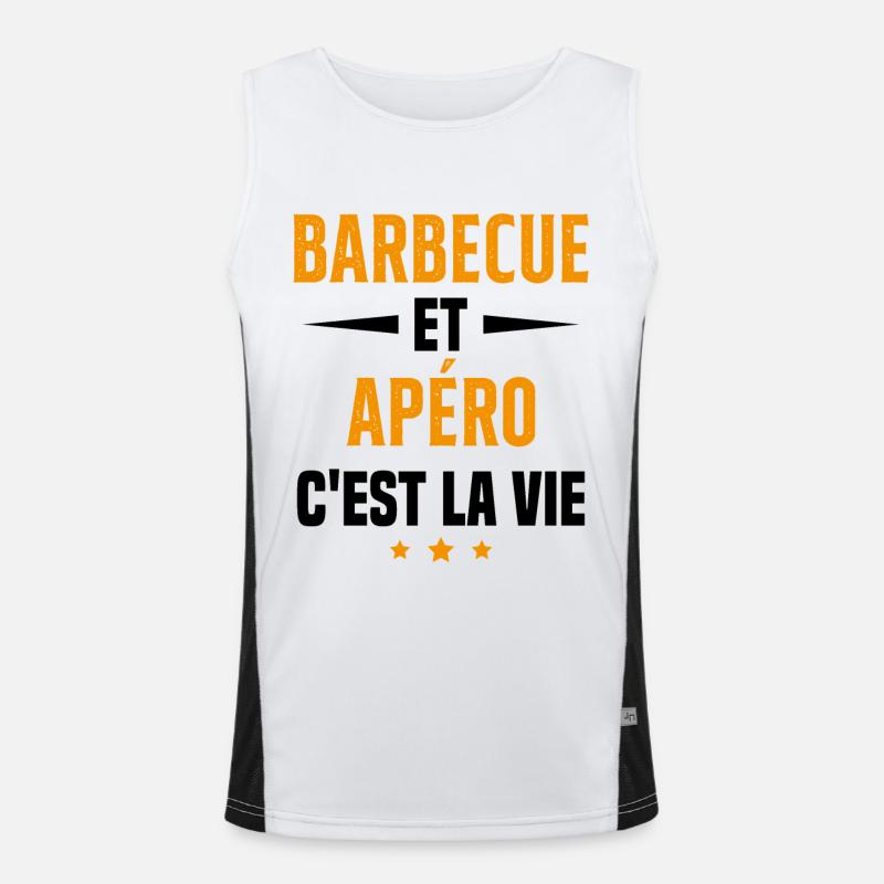 Barbecue et apéro c'est la vie vacances d'été Débardeur respirant contrasté Homme 
