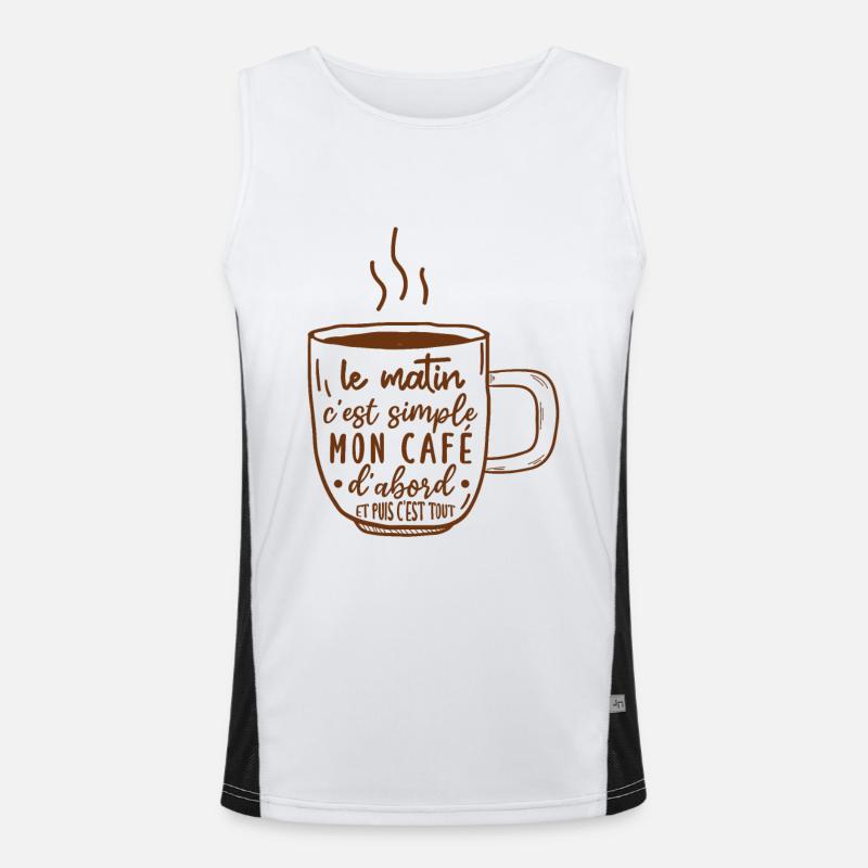 café humour, café du matin citation, Débardeur respirant contrasté Homme 