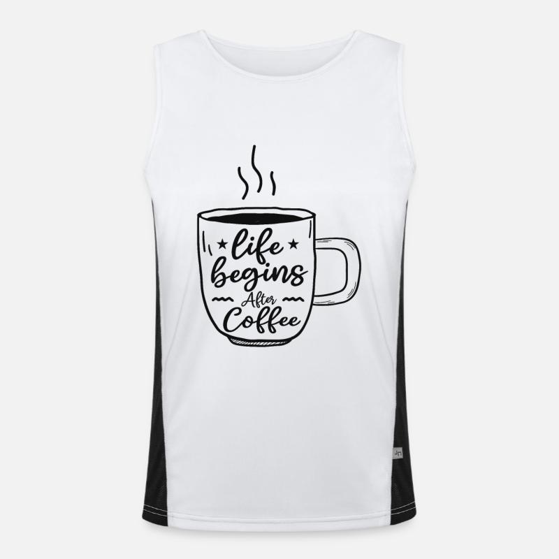 Das Leben beginnt nach dem Kaffee Funktionelles Kontrast-Tank Top für Männer 