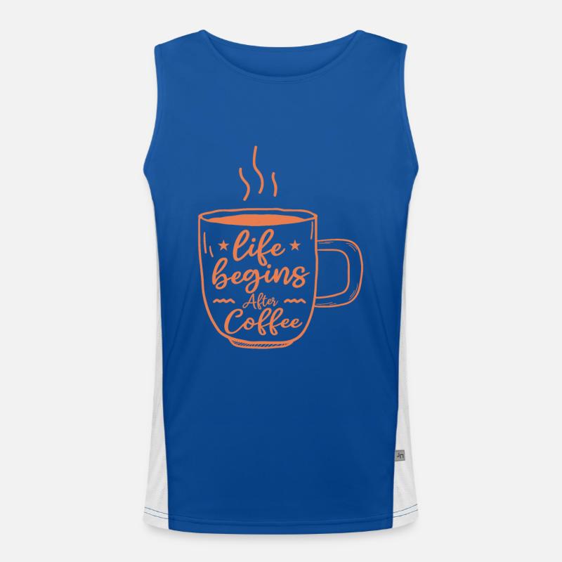 Das Leben beginnt nach dem Kaffee Funktionelles Kontrast-Tank Top für Männer 