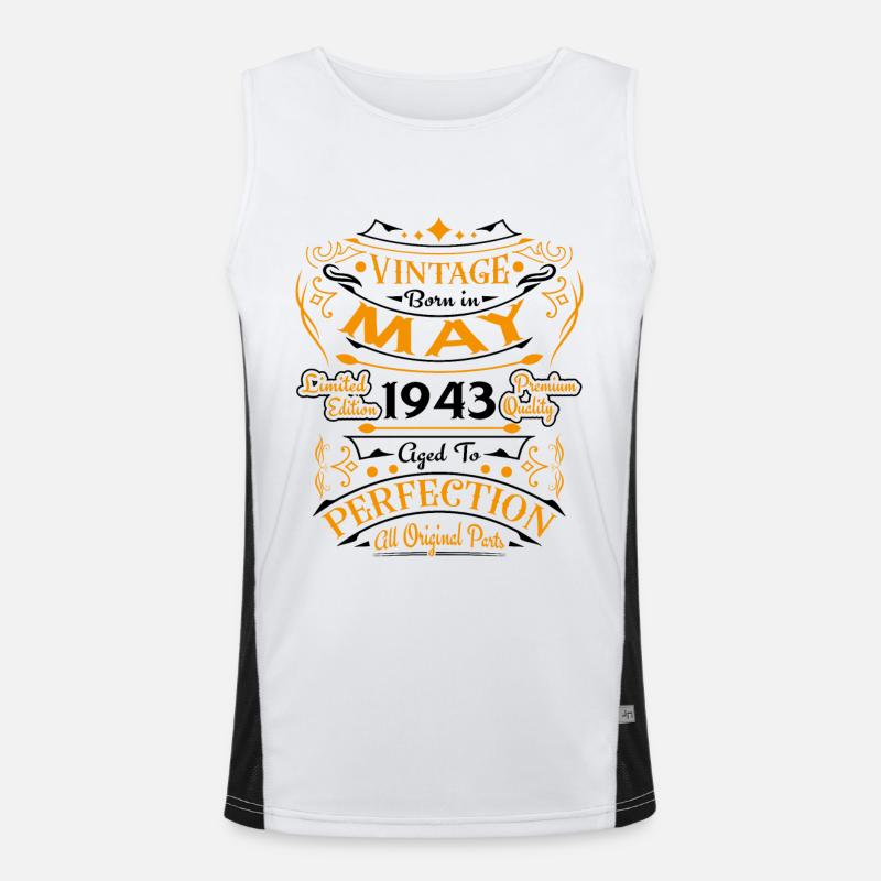 Vintage Born In May 1943 Geburtstagsgeschenk Funktionelles Kontrast-Tank Top für Männer 