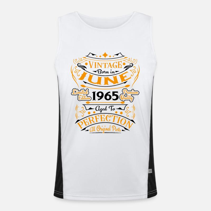 Vintage Retro Juni 1965 Geburtstagsgeschenk Funktionelles Kontrast-Tank Top für Männer 