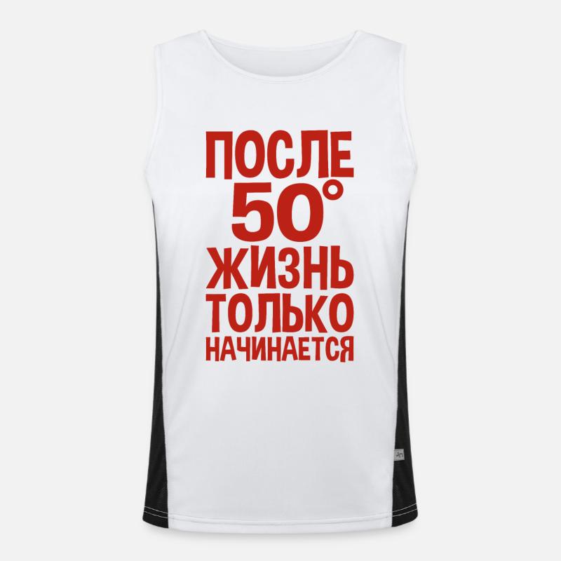 Das Leben beginnt erst nach 50 Spruch auf Funktionelles Kontrast-Tank Top für Männer 
