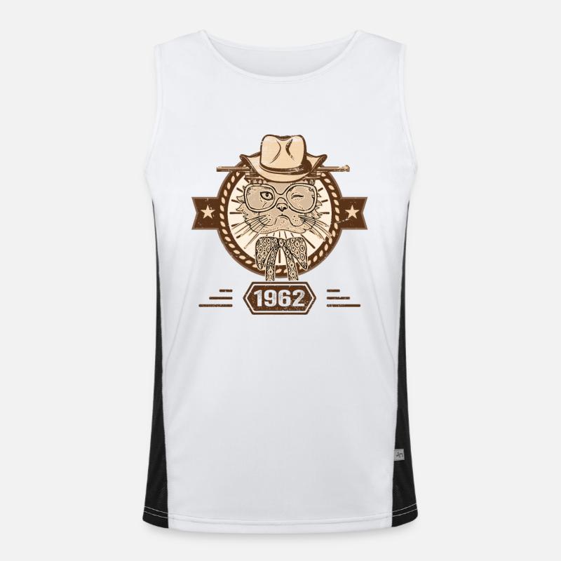 1962 | Geburtstagsgeschenk | Katzenliebhaber Funktionelles Kontrast-Tank Top für Männer 