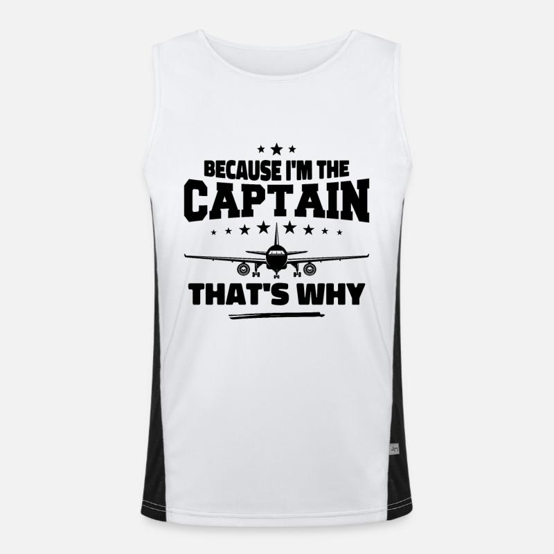 Weil ich der Kapitän bin, deshalb Pilotengeschenk Funktionelles Kontrast-Tank Top für Männer 
