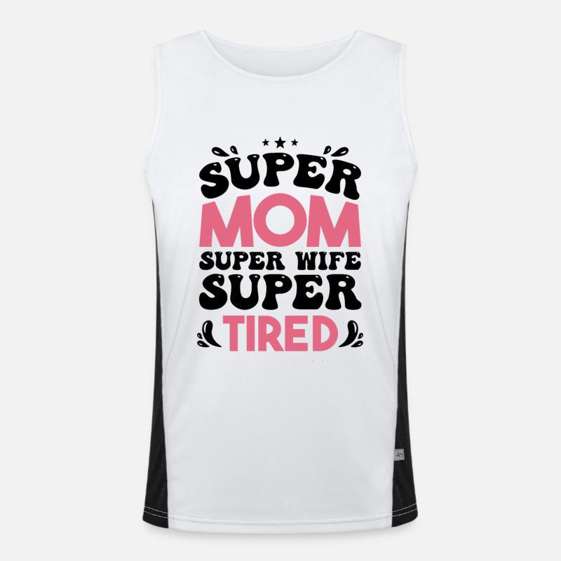 Super Mama Super Ehefrau Super Müde Funktionelles Kontrast-Tank Top für Männer 