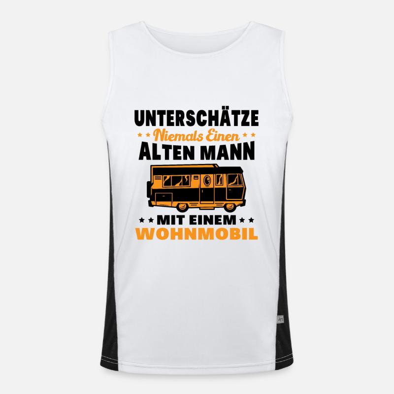 Unterschätze niemals einen alten Mann Wohnmobil Funktionelles Kontrast-Tank Top für Männer 