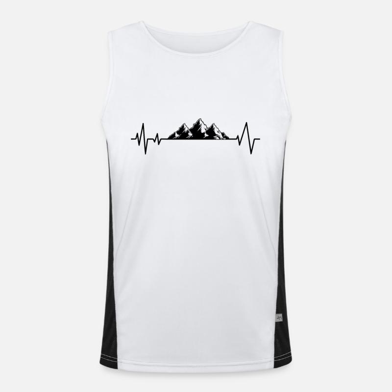 Heartbeat Mountains ECG Hiking Hike Men's Functional Contrast Tank Top 