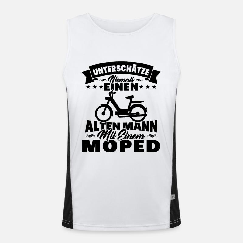 Alten mann mit einem Moped Funktionelles Kontrast-Tank Top für Männer 