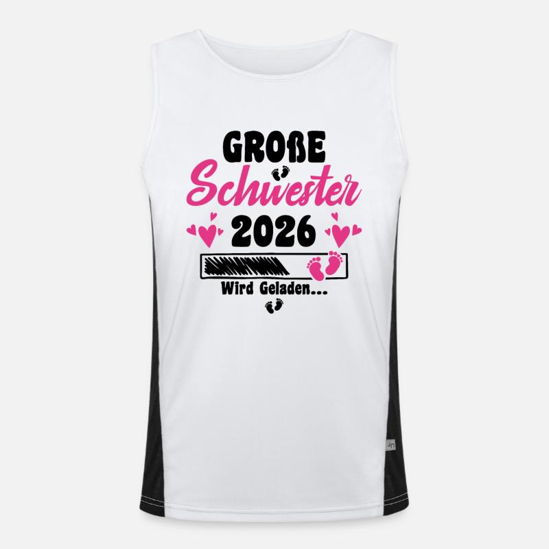 Kinder Ich werde Große Schwester 2026 Verkündung Funktionelles Kontrast-Tank Top für Männer 