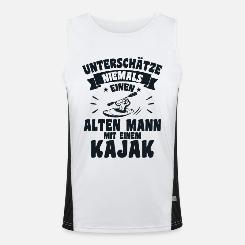 Alten mann mit einem Kajak Funktionelles Kontrast-Tank Top für Männer 