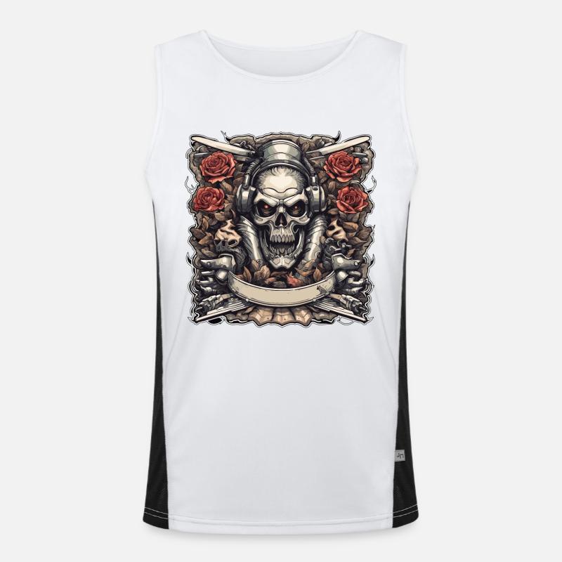 Skull / skull / skeleton / gothic / tattoo - Men's Functional Contrast Tank Top  - white/black