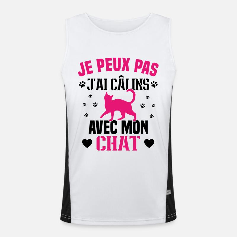 I can't cuddle with my cat humor cat Men's Functional Contrast Tank Top 