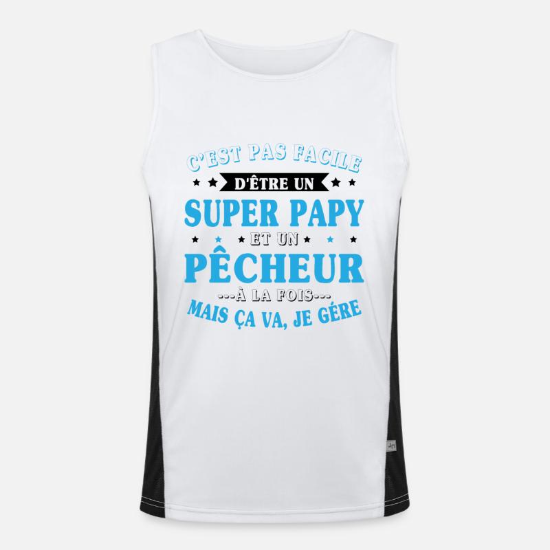 Super Papy et Pêcheur Cadeau Débardeur respirant contrasté Homme 