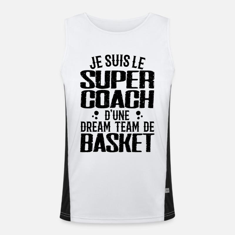 Je Suis Le Super Coach D'une Dream Team De Basket Débardeur respirant contrasté Homme 