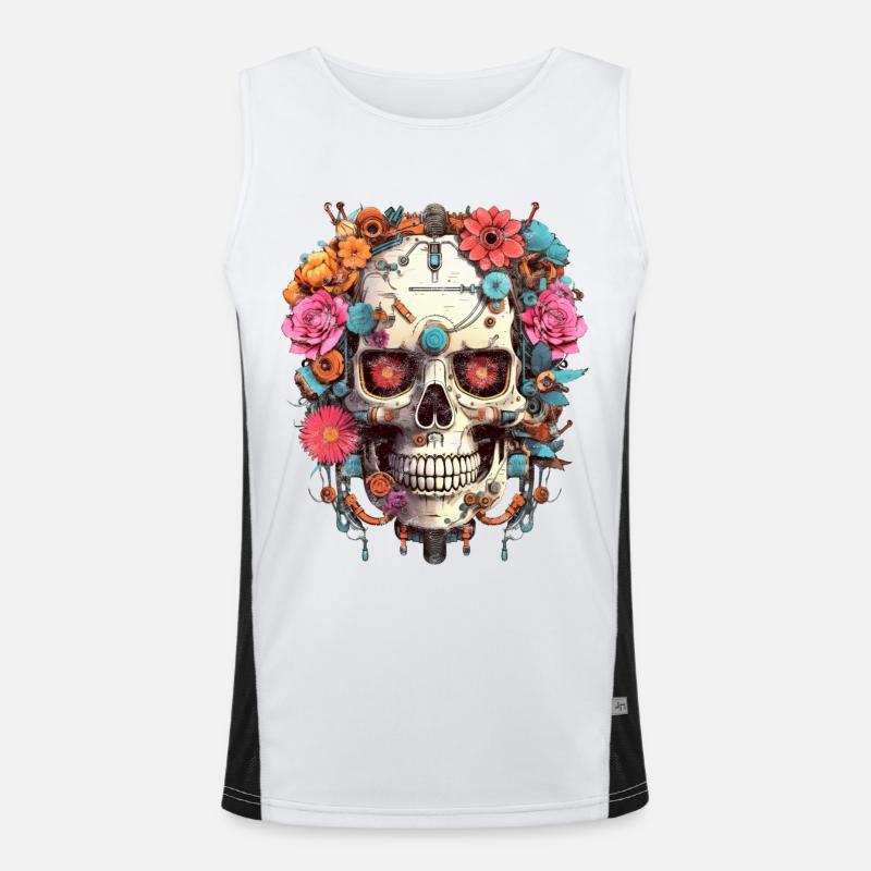 Cyborg Skull Robot Android Sugar Skull Débardeur respirant contrasté Homme 