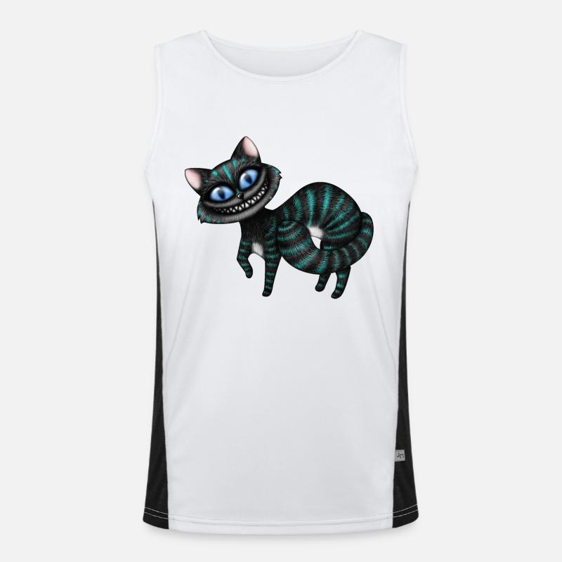Blaue Cheshire Katze Funktionelles Kontrast-Tank Top für Männer 