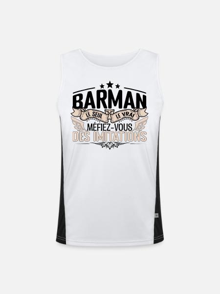 Barman cadeau Barman le vrai Barman - Débardeur respirant contrasté Homme  - blanc/noir - Devant