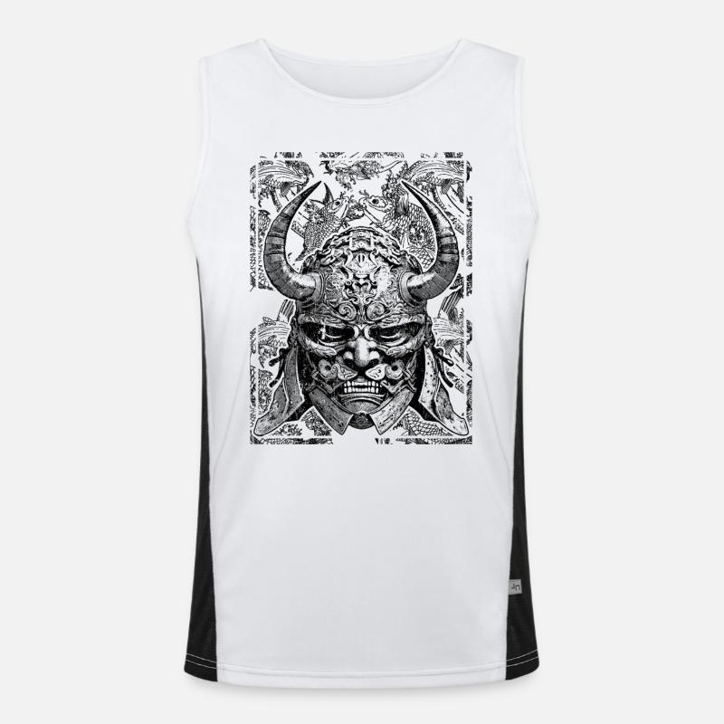 Kois und Samurai-Maske – Stilvoll und Stolz! Funktionelles Kontrast-Tank Top für Männer 