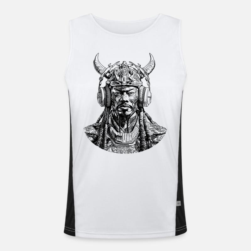Samurai Style & Musik: Stilvolles Shirt & Rhythmus Funktionelles Kontrast-Tank Top für Männer 