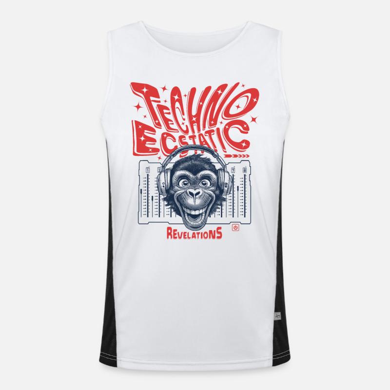 Techno Ecstatic Revelations DJ Shirt - Men's Functional Contrast Tank Top  - white/black