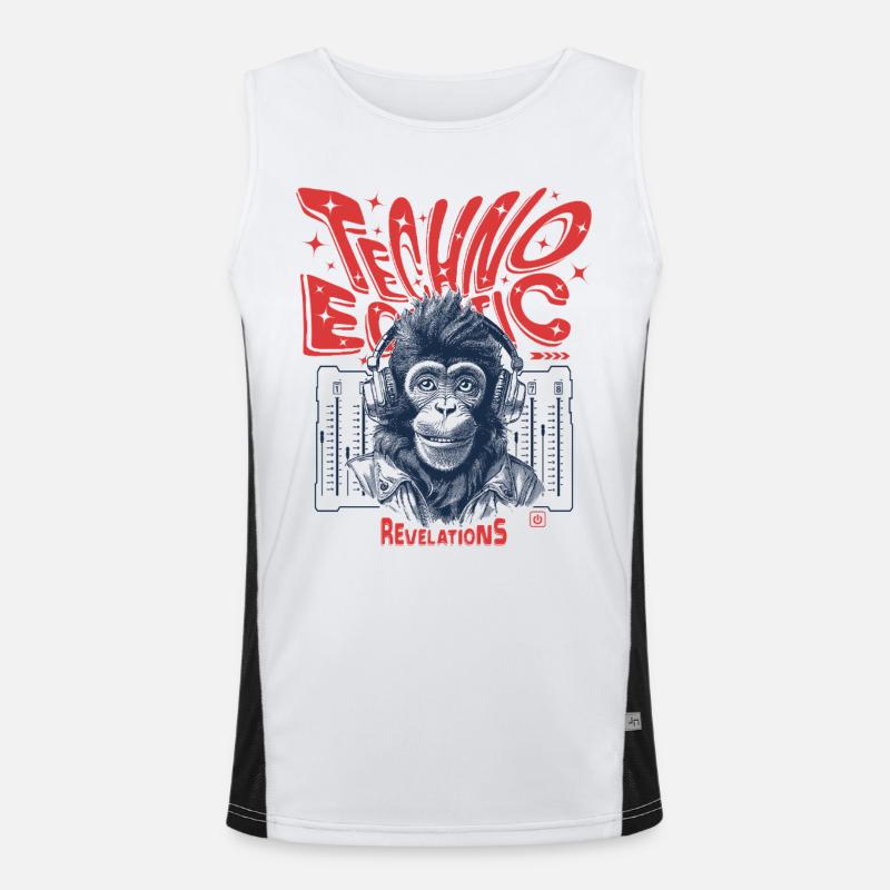 Revelations-Shirt: Affe, Techno und Ecstatic Beats Funktionelles Kontrast-Tank Top für Männer 