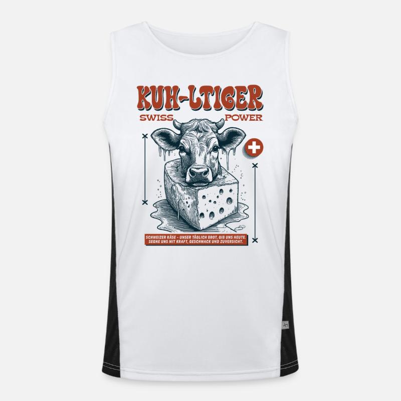 Kuh & Käse Shirt: Schweizer Ländlerfreude pur Funktionelles Kontrast-Tank Top für Männer 