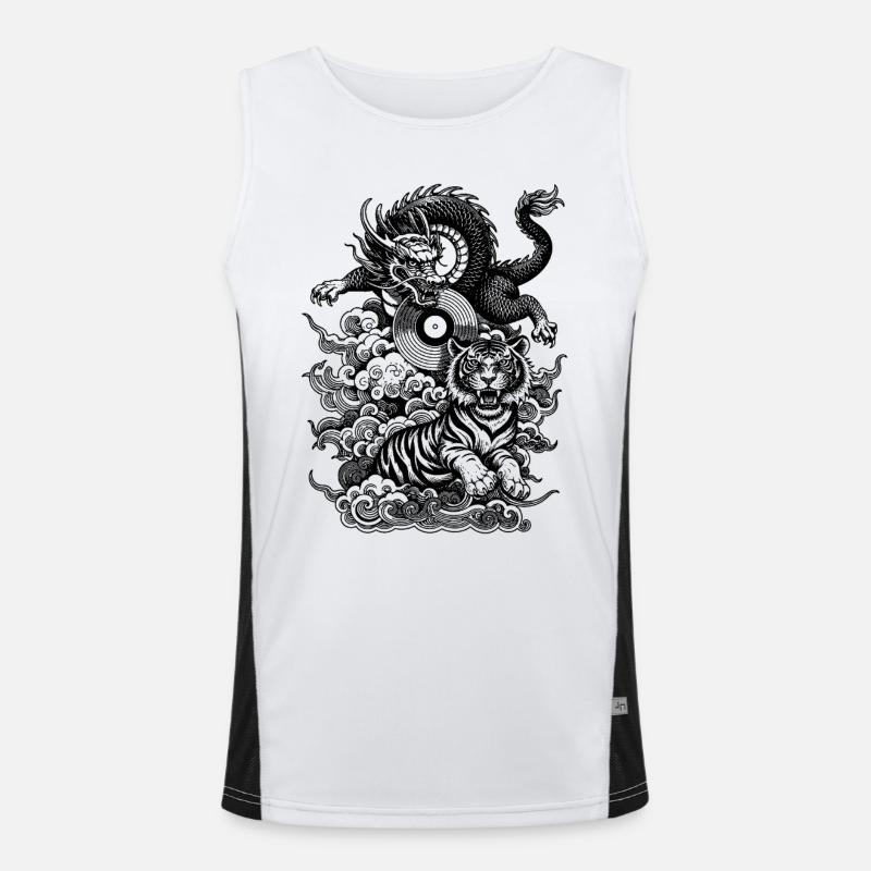 Chemise urbaine : tigre et dragon dans un mix techno Débardeur respirant contrasté Homme 