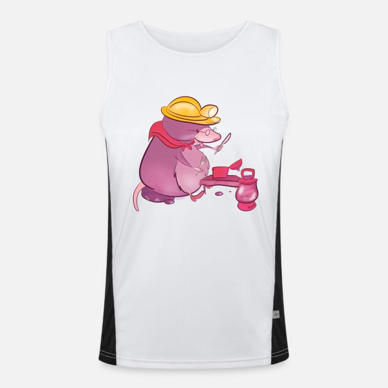 mole - Men's Functional Contrast Tank Top  - white/black