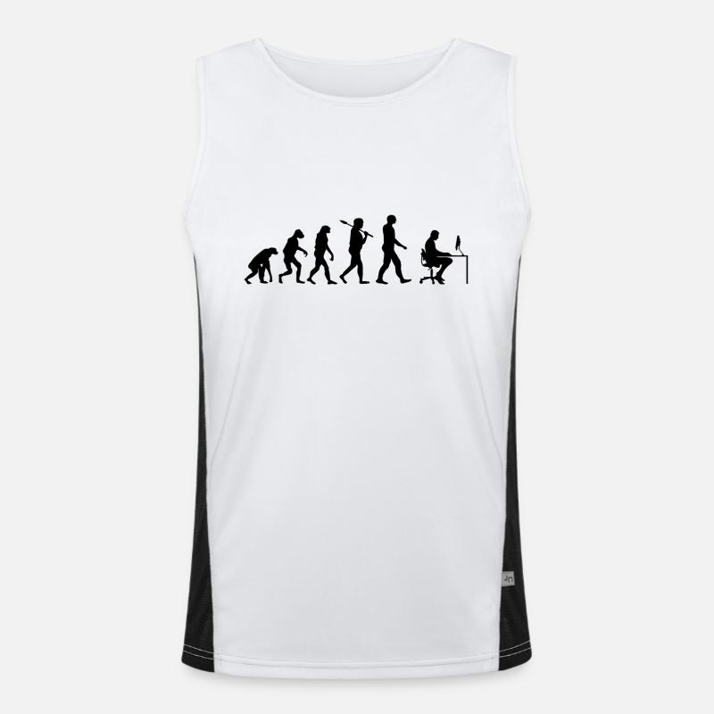 Programmer T-Shirt · Evolution · Computer Science - Men's Functional Contrast Tank Top  - white/black