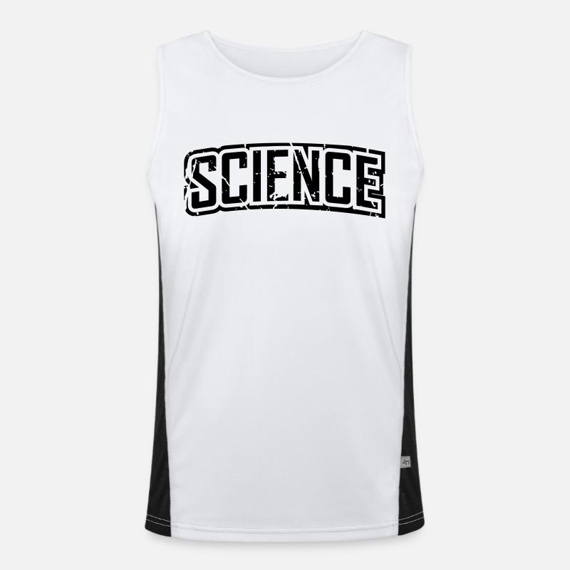 Science vintage distressed logo lettering Men's Functional Contrast Tank Top 