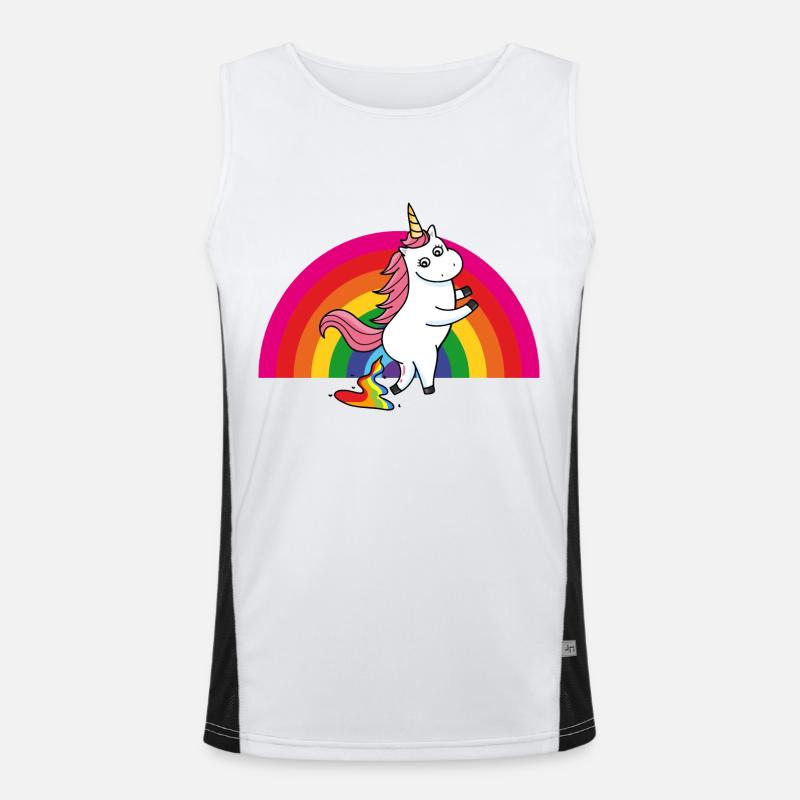 Kackendes Einhorn Regenbogen Funktionelles Kontrast-Tank Top für Männer 