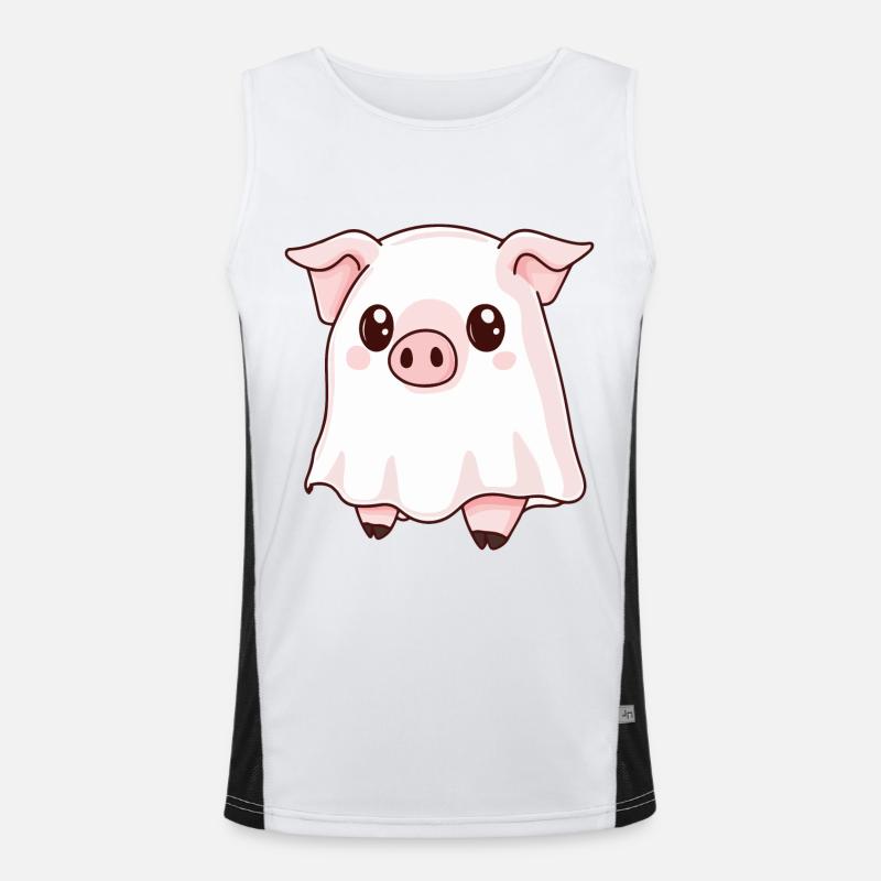 Schwein Halloween Lustig Geist Funktionelles Kontrast-Tank Top für Männer 