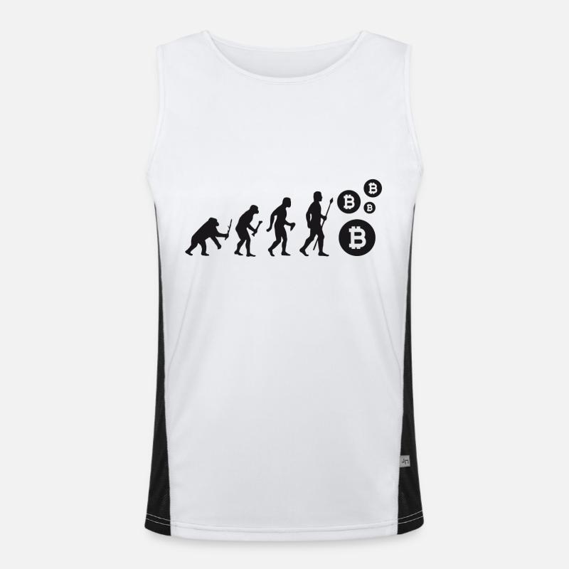 Evolution Bitcoin Bit Coin Shirt - Men's Functional Contrast Tank Top  - white/black