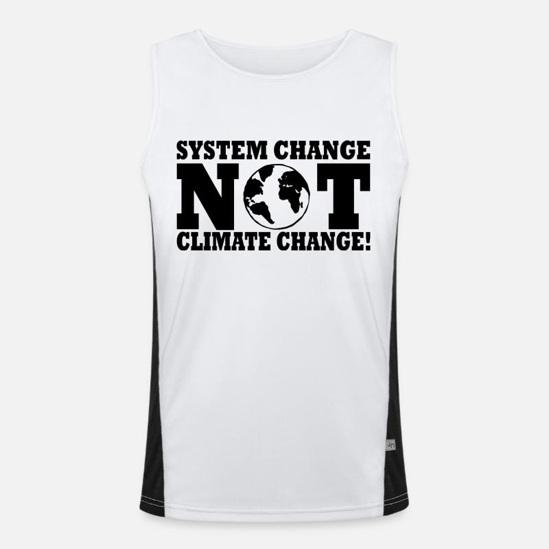 system change not climate change Men's Functional Contrast Tank Top 
