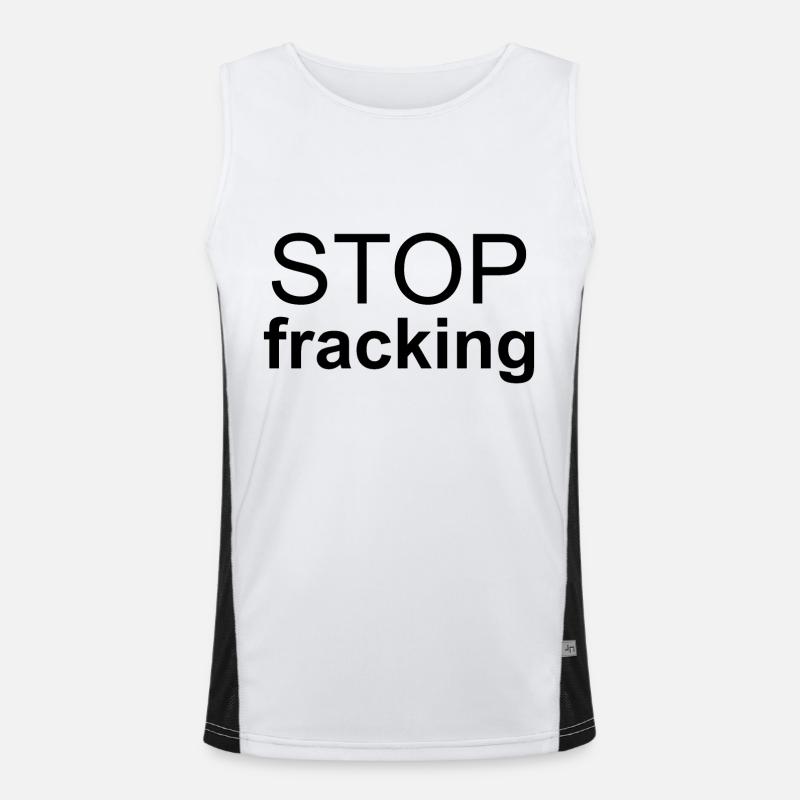 Stopp Fracking Funktionelles Kontrast-Tank Top für Männer 