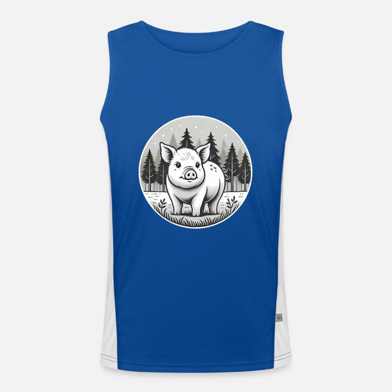 Illustration de cochon rustique en forêt Débardeur respirant contrasté Homme 