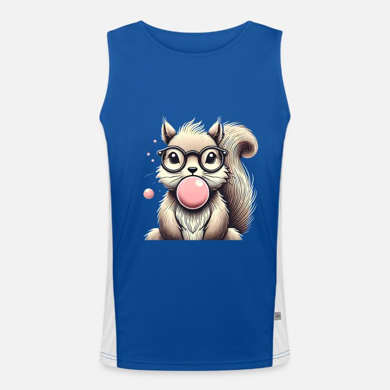 Cool Squirrel with Bubblegum Glasses Men's Functional Contrast Tank Top 