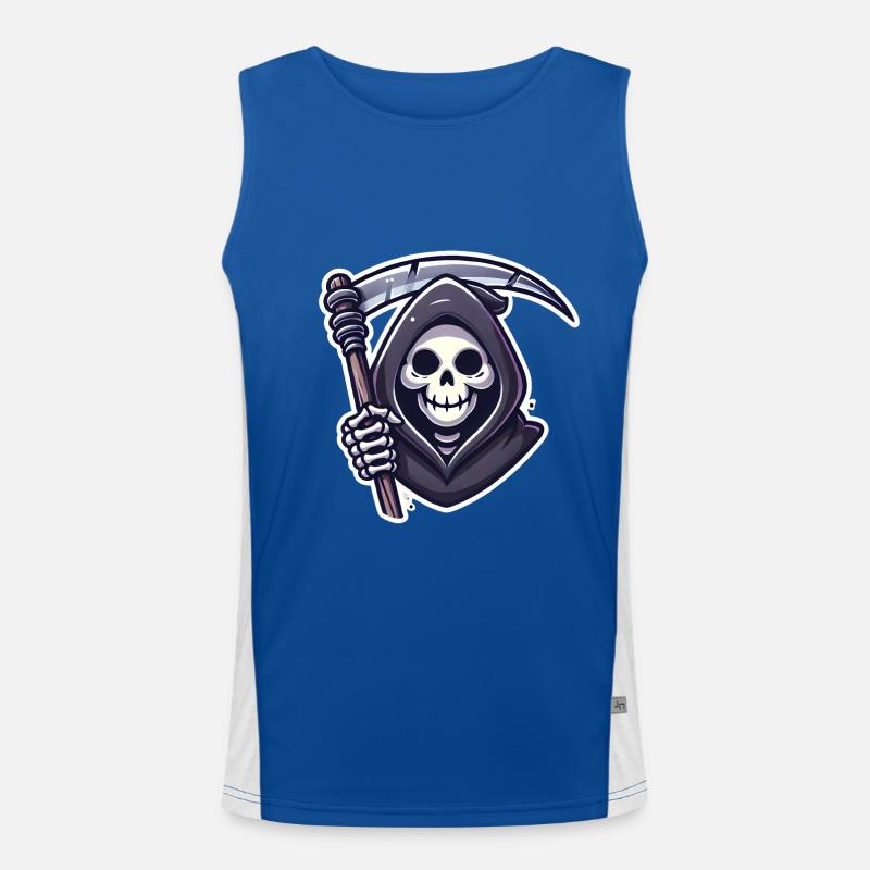 Sensenmann Lächelnde Sense Illustration Funktionelles Kontrast-Tank Top für Männer 