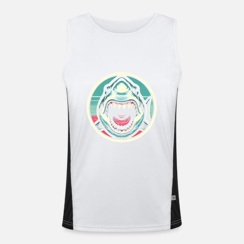Fearsome Shark Bite Illustration - Men's Functional Contrast Tank Top - white/black