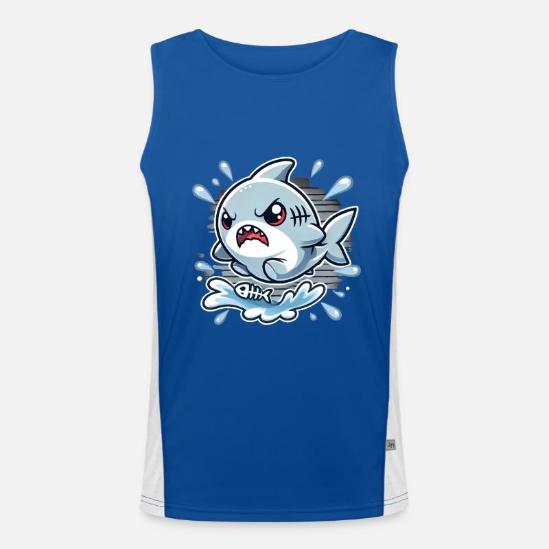 Wütender Hai Splash Cartoon Design Funktionelles Kontrast-Tank Top für Männer 