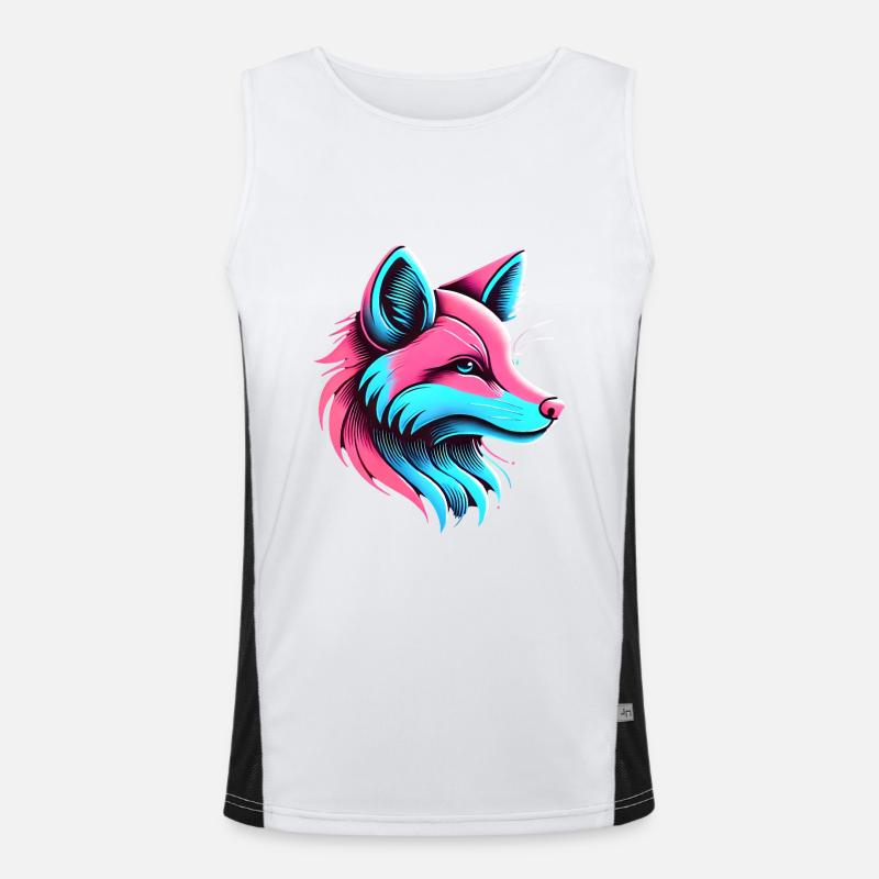Neon Fox Glow Artistic Design - Men's Functional Contrast Tank Top  - white/black