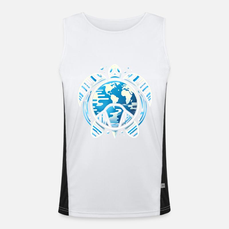 Earth Turtle PlanetInspired Design - Men's Functional Contrast Tank Top  - white/black