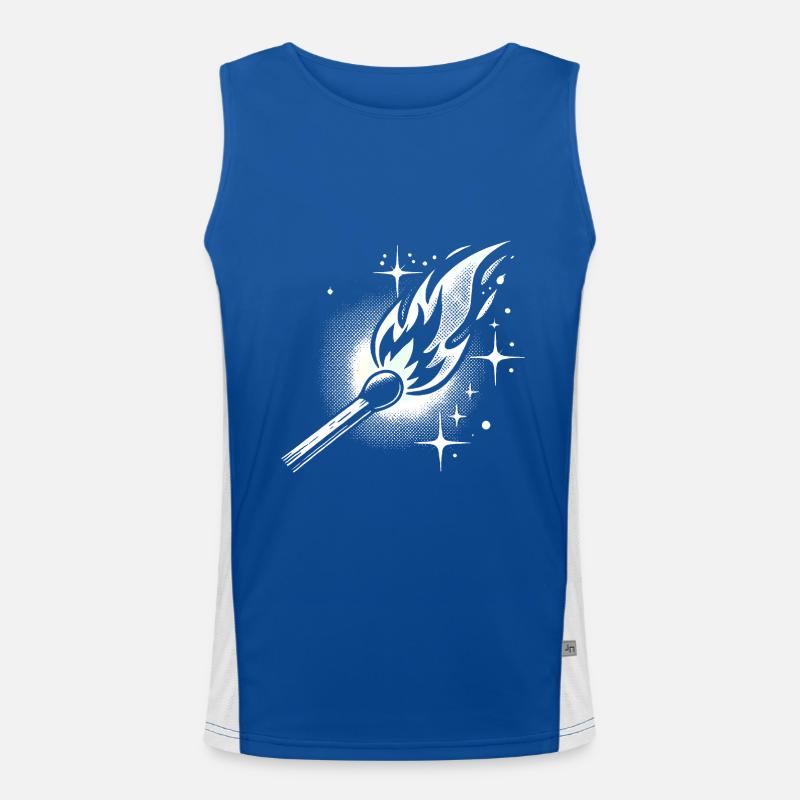 Retro Halftone Matchstick Flame Men's Functional Contrast Tank Top 