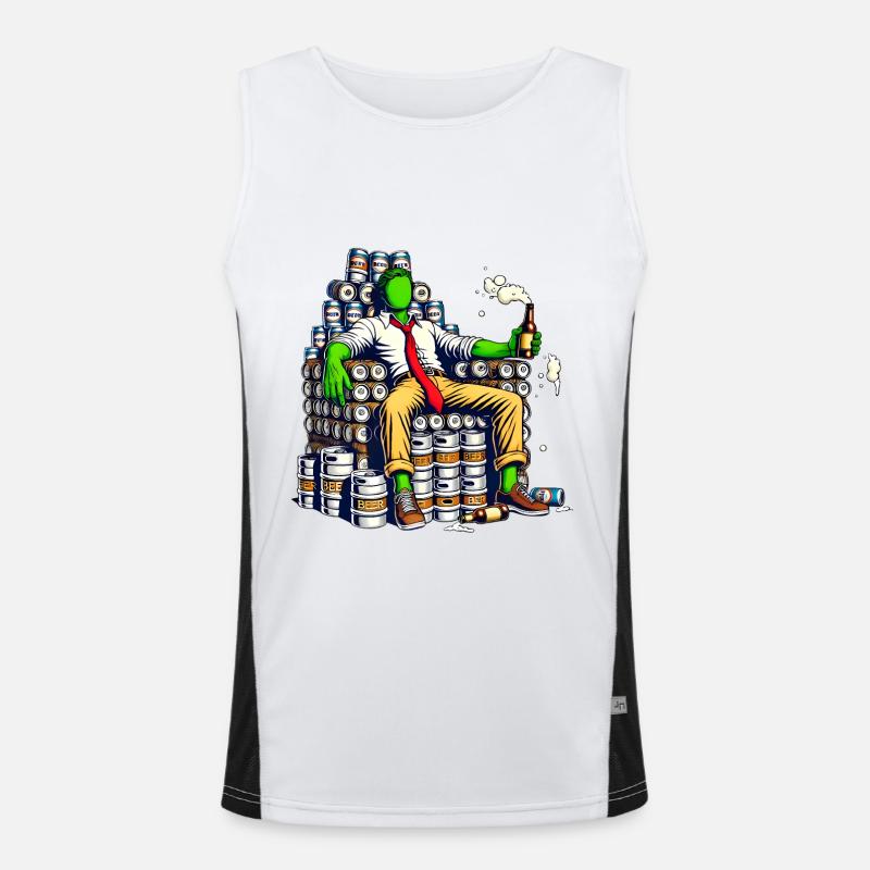 Weekend Throne Funny Beer King Design Men's Functional Contrast Tank Top 